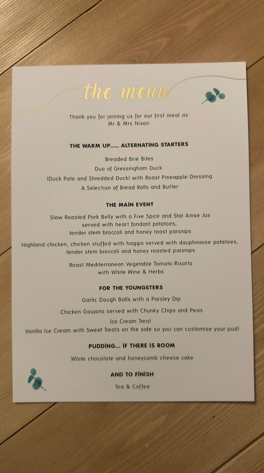Eucalyptus Menu