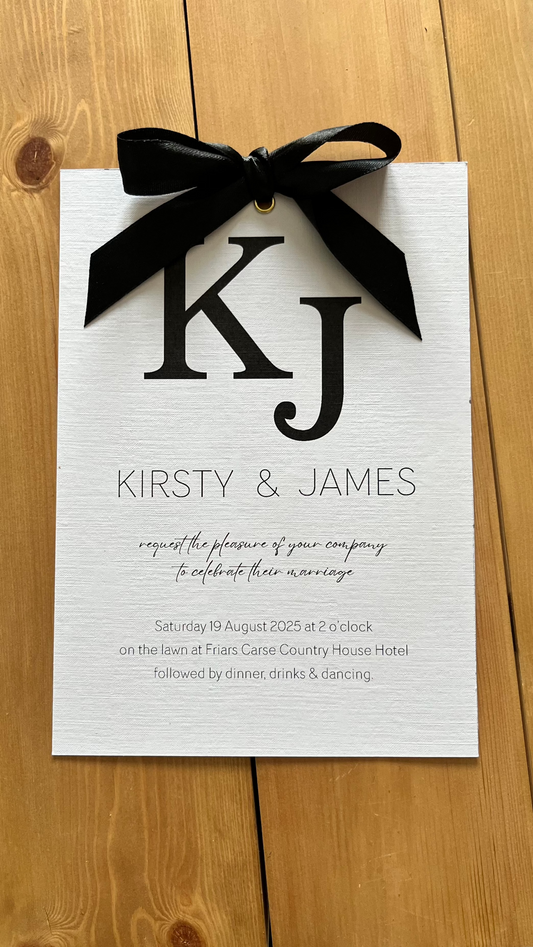 Monochrome Ribbon Wedding Invitation