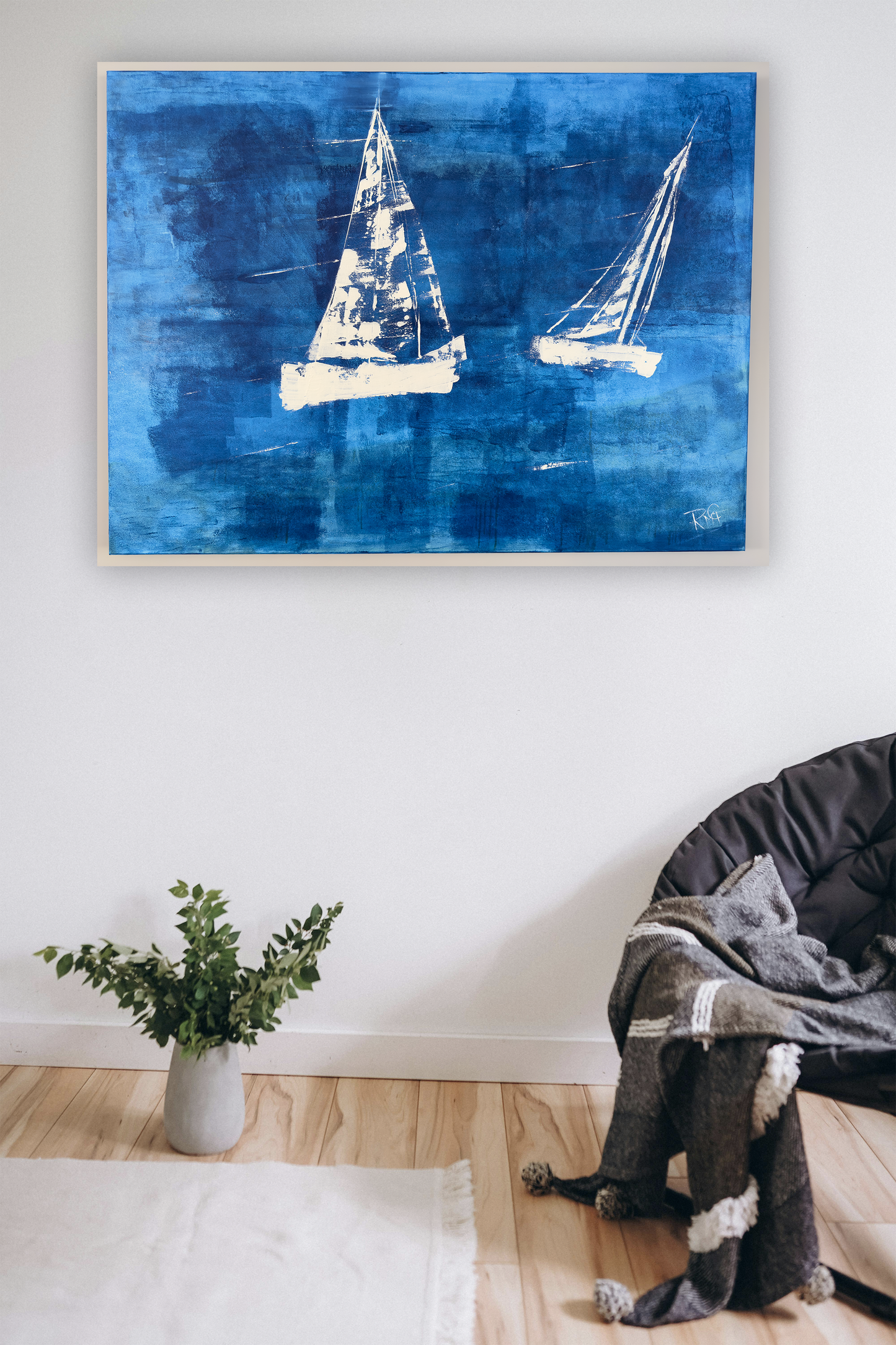 Sailboat Abstract Painting Digital Print